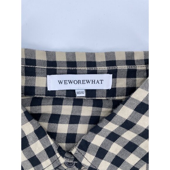WeWoreWhat Womens XXS/XS Button-Up Shirt Gingham Check Black Beige Classic Chic - Picture 5 of 8